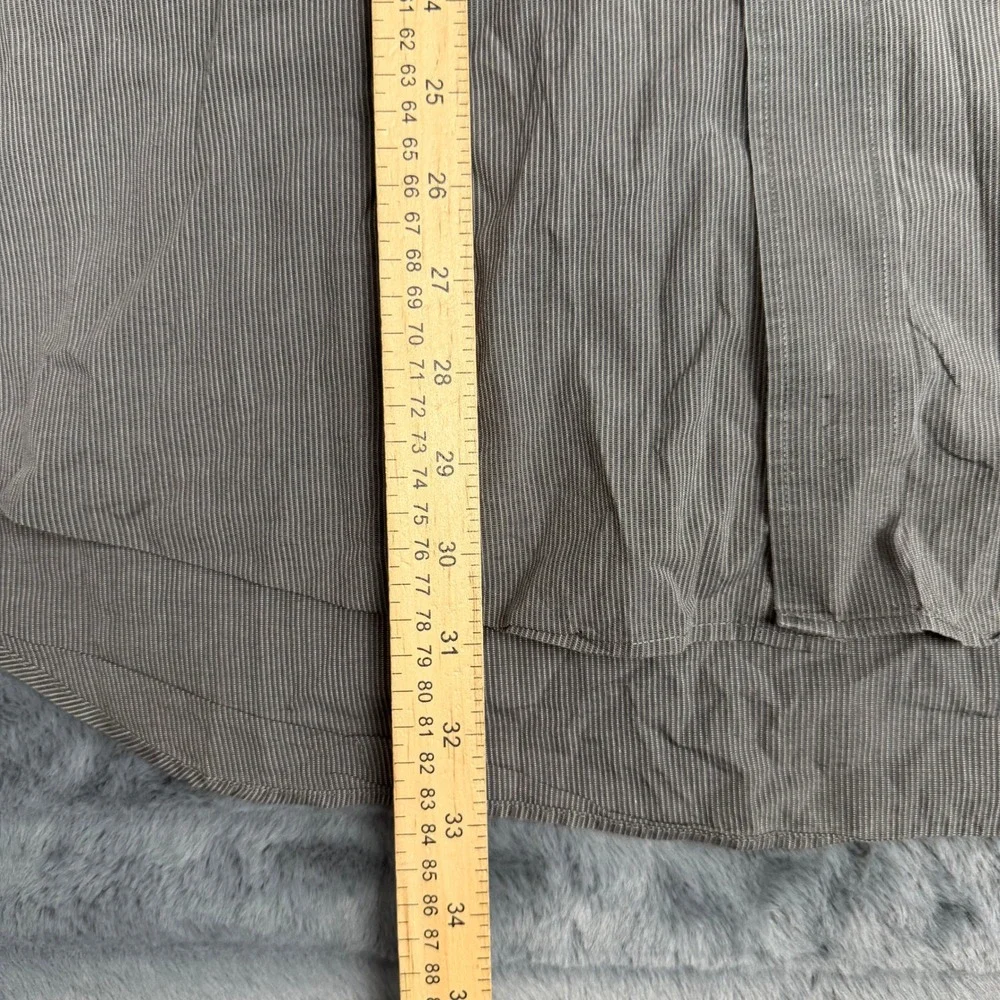 Banana Republic Mens Grey White Micro Stripe Cotton Button Down Shirt Large L